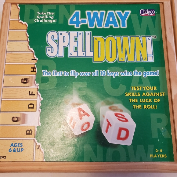 4-Way Spell Down Shut the Box Reading and Spelling Educational Game - Picture 1 of 3